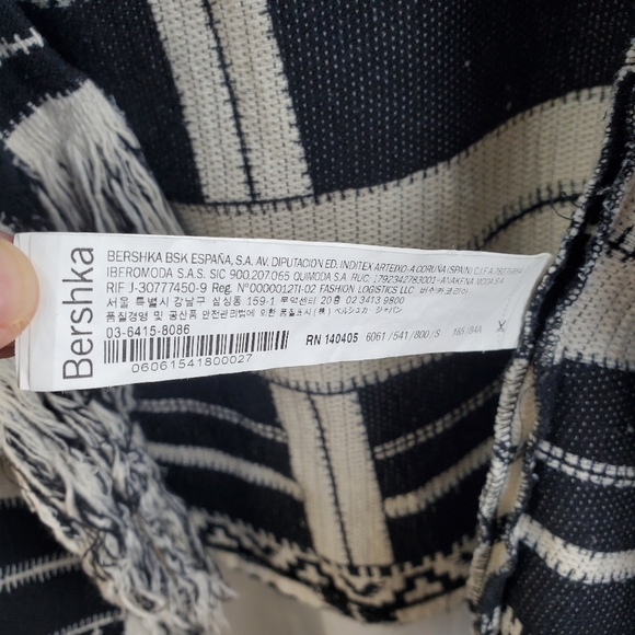 Bershka Outerwear Woven Black and White Fringe Wrap Jacket - Small - Picture 6 of 8